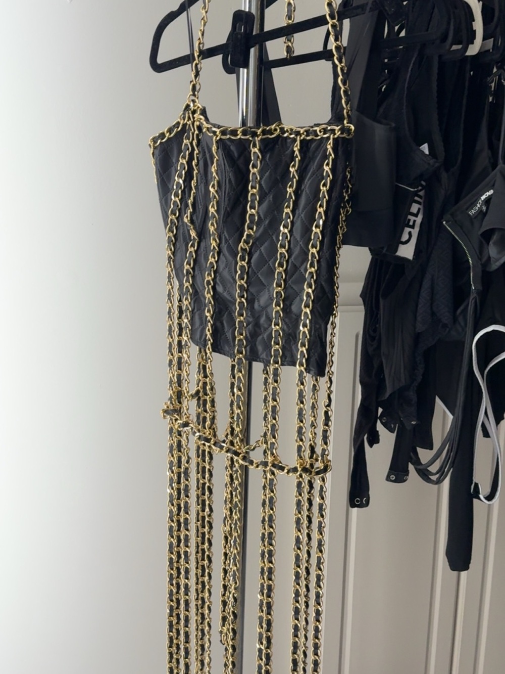 Black leather Chain Corset